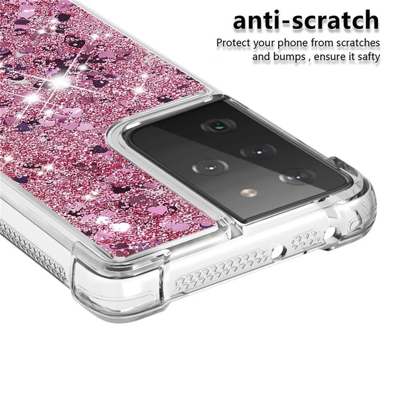 Funda de Teléfono de Protección Antichoque de Quicksand TPU Dinámico para Samsung Galaxy S21 Ultra 5G - Rojo