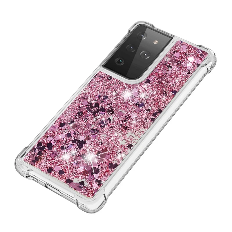Funda de Teléfono de Protección Antichoque de Quicksand TPU Dinámico para Samsung Galaxy S21 Ultra 5G - Rojo