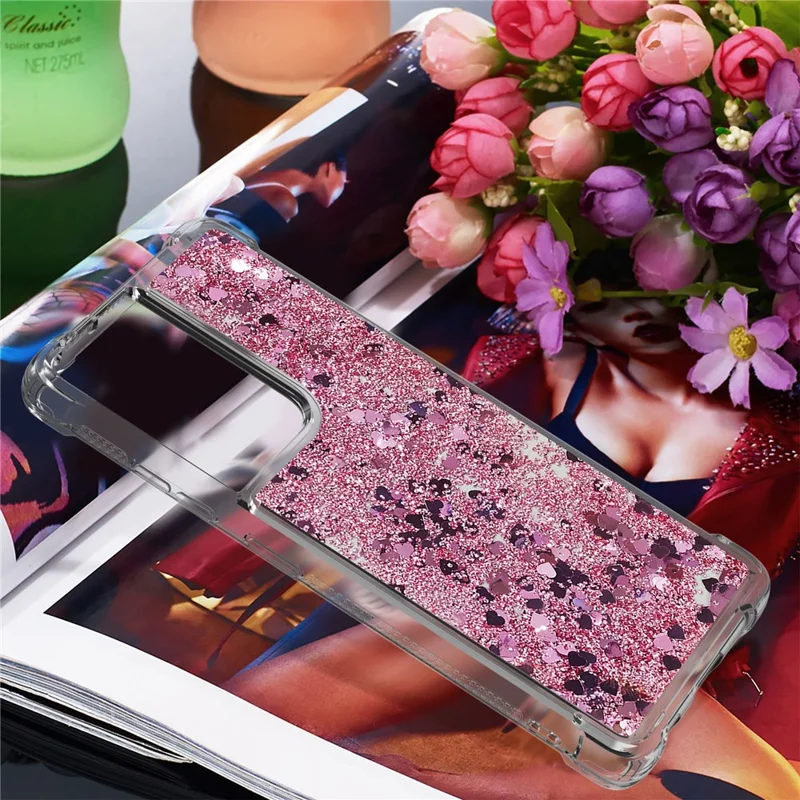 Funda de Teléfono de Protección Antichoque de Quicksand TPU Dinámico para Samsung Galaxy S21 Ultra 5G - Rojo