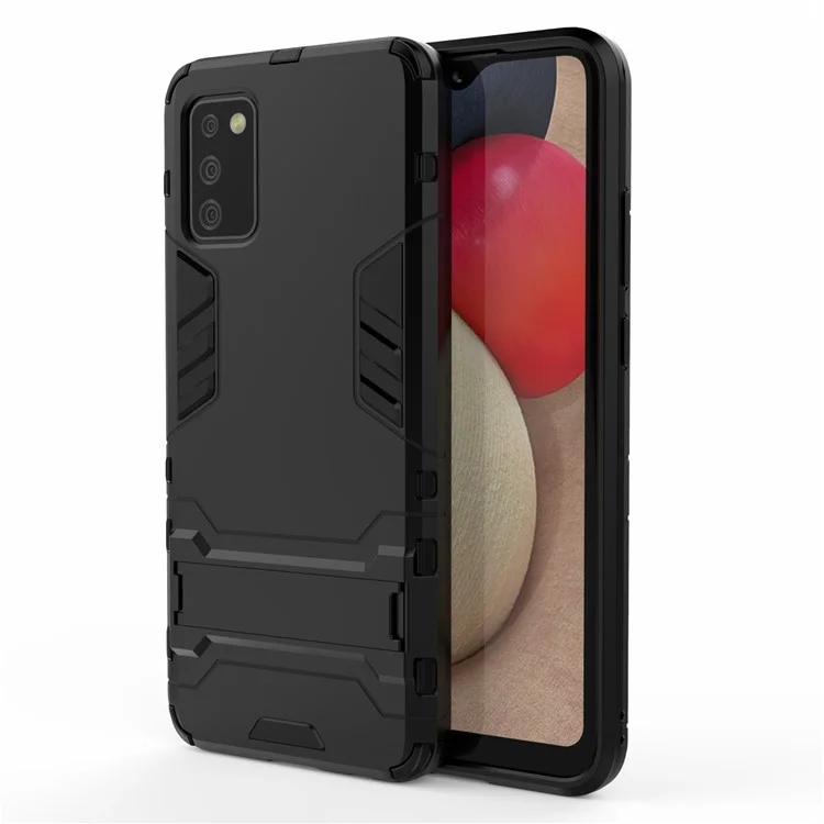 2 в 1 Чехол со стойкой из ПК + комбо из ТПУ для Samsung Galaxy A02s (166,5x75,9x9,2 мм) - черный