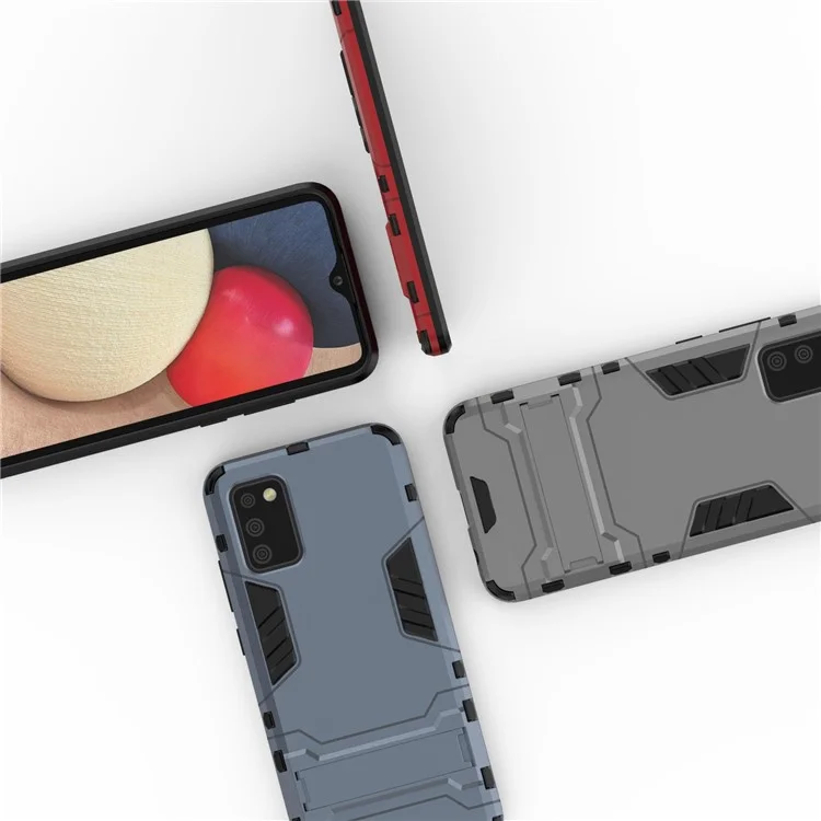 2 в 1 Чехол со стойкой из ПК + комбо из ТПУ для Samsung Galaxy A02s (166,5x75,9x9,2 мм) - черный