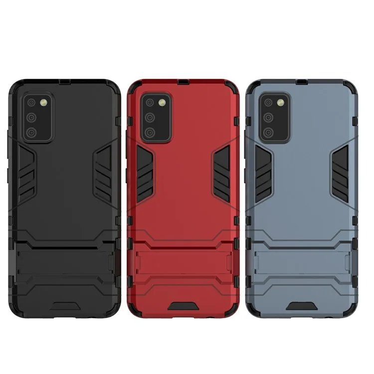 2 в 1 Чехол со стойкой из ПК + комбо из ТПУ для Samsung Galaxy A02s (166,5x75,9x9,2 мм) - черный