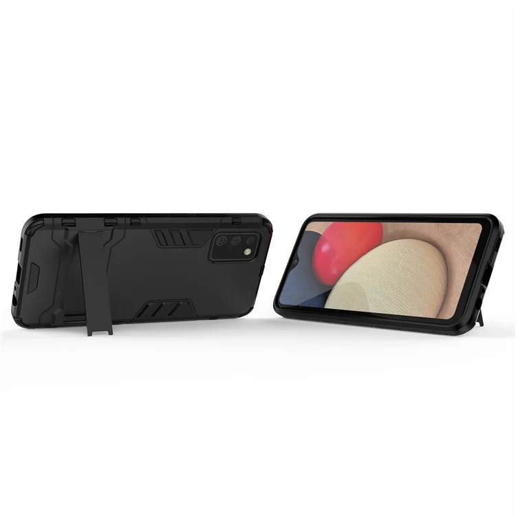 2 в 1 Чехол со стойкой из ПК + комбо из ТПУ для Samsung Galaxy A02s (166,5x75,9x9,2 мм) - черный