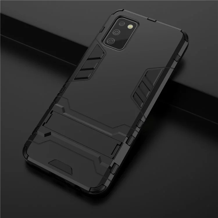 2 in 1 Kickstand Case PC + TPU Combo Phone Shell for Samsung Galaxy A02s (166.5x75.9x9.2mm) - Black