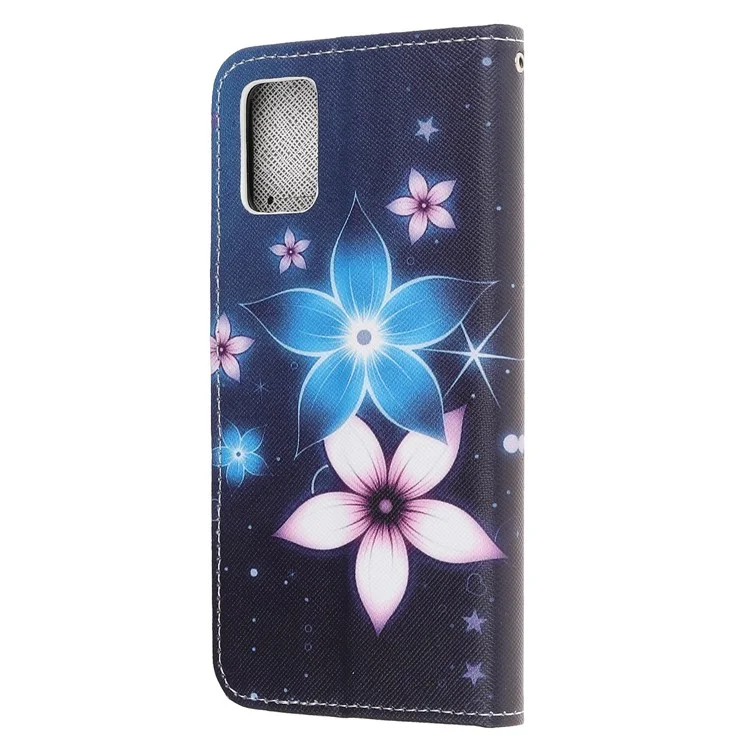 Carteira de Couro com Impressão de Padrão de Textura Cruzada para Galaxy A32 5G / M32 5G - Flor Bonita
