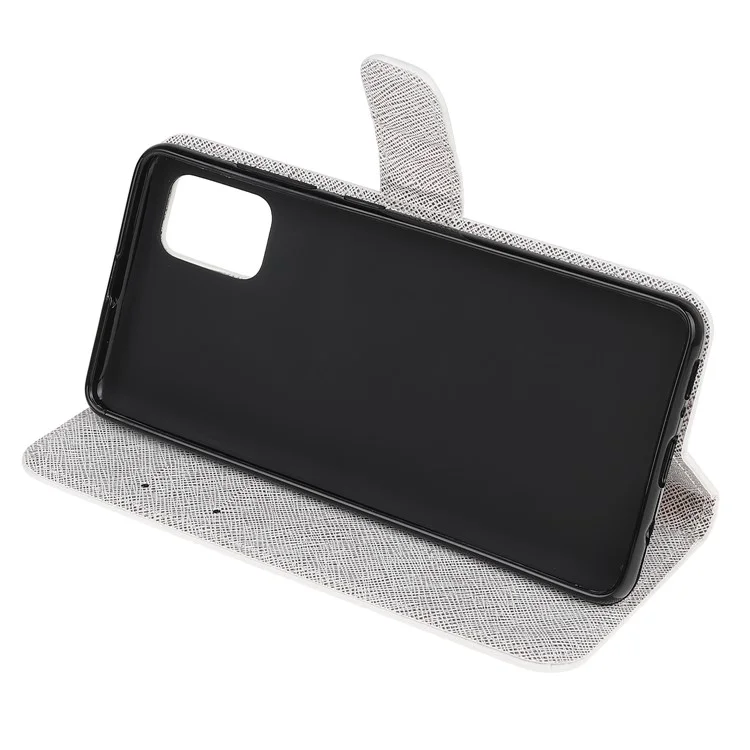 Carteira de Couro com Impressão de Padrão de Textura Cruzada para Galaxy A32 5G / M32 5G - Flor Bonita