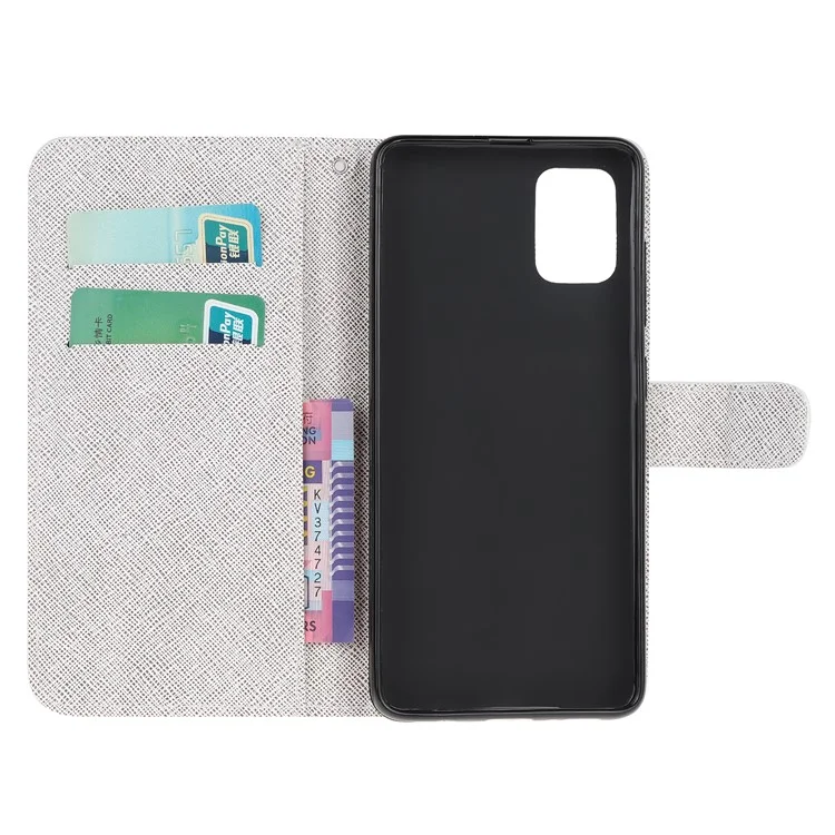 Carteira de Couro com Impressão de Padrão de Textura Cruzada para Galaxy A32 5G / M32 5G - Flor Bonita