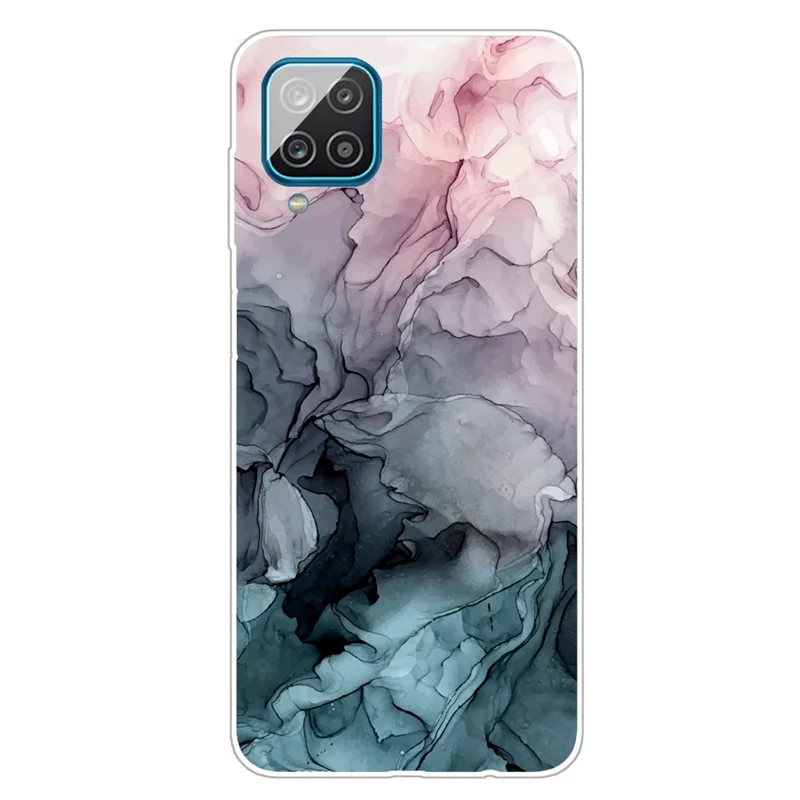 For Samsung Galaxy A12 Shockproof Anti-scratch Clear TPU Marble Pattern Printing Design Phone Cover Case - Style B