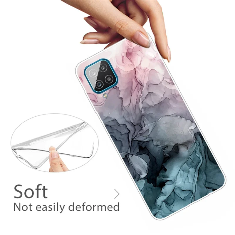 For Samsung Galaxy A12 Shockproof Anti-scratch Clear TPU Marble Pattern Printing Design Phone Cover Case - Style B