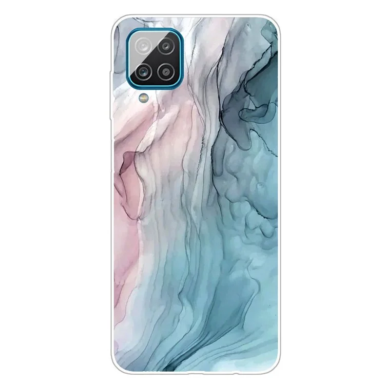 Per Samsung Galaxy A12 Resistente agli urti, antigraffio, cover per telefono in TPU trasparente con disegno in marmo stampato - Stile C