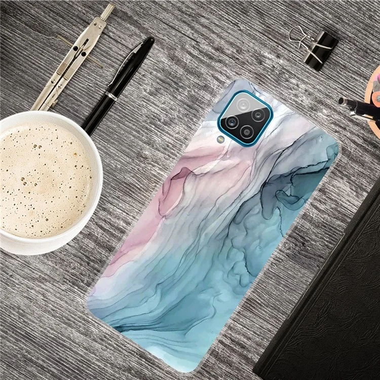 Per Samsung Galaxy A12 Resistente agli urti, antigraffio, cover per telefono in TPU trasparente con disegno in marmo stampato - Stile C