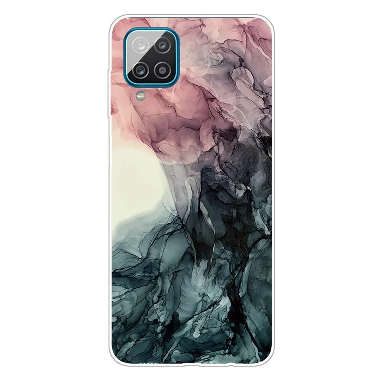 For Samsung Galaxy A12 Shockproof Anti-scratch Clear TPU Marble Pattern Printing Design Phone Cover Case - Style E