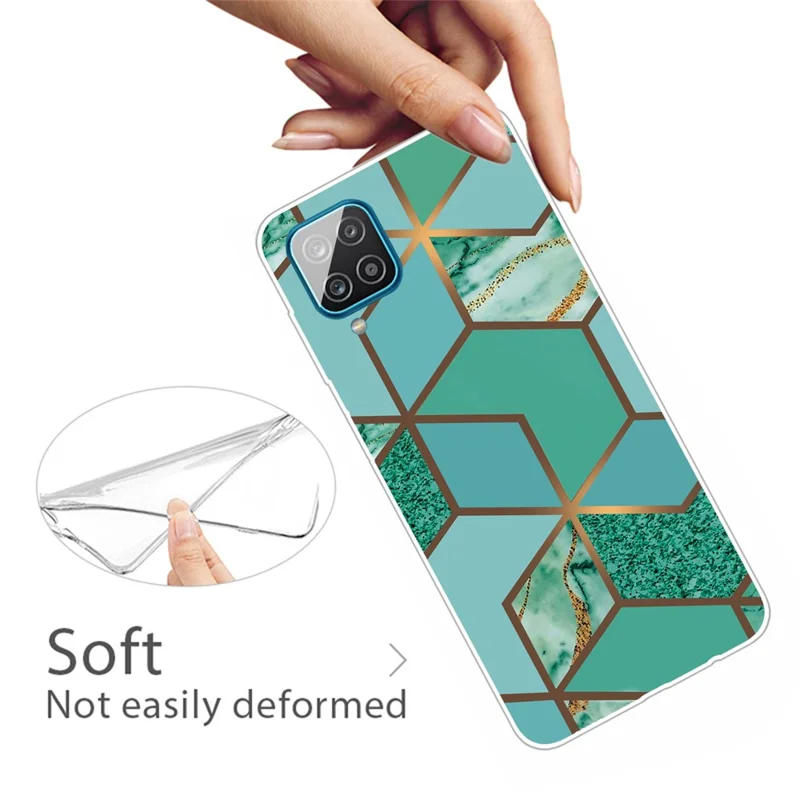 For Samsung Galaxy A12 Shockproof Anti-scratch Clear TPU Marble Pattern Printing Design Phone Cover Case - Style J