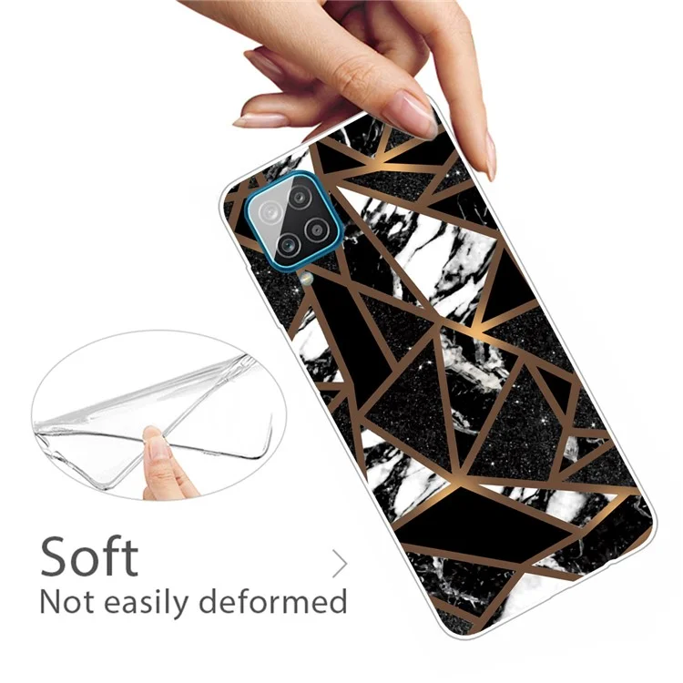 For Samsung Galaxy A12 Shockproof Anti-scratch Clear TPU Marble Pattern Printing Design Phone Cover Case - Style L