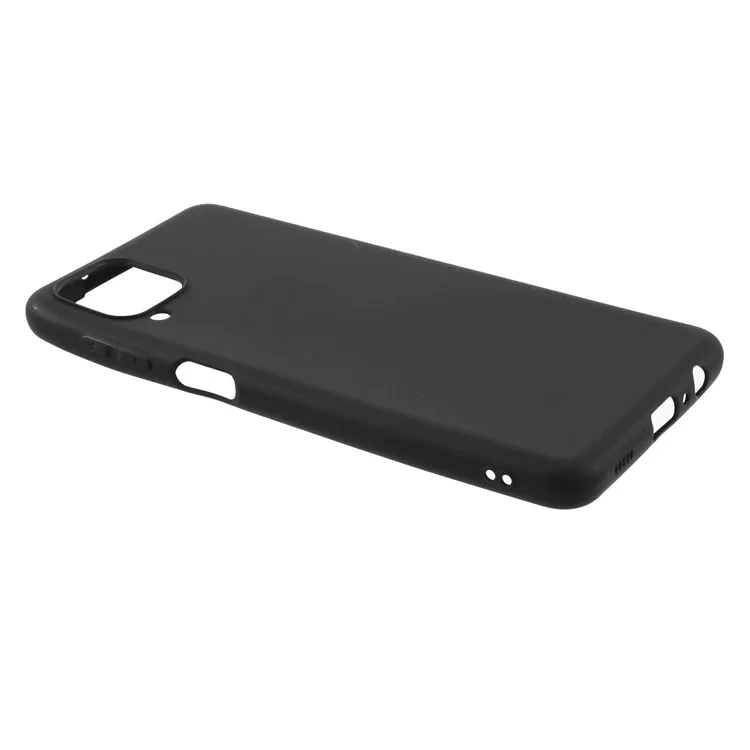 Para Samsung Galaxy A12 Thin Matte TPU Phone Case Finish Profile Soft Back Protective Cover - Preto