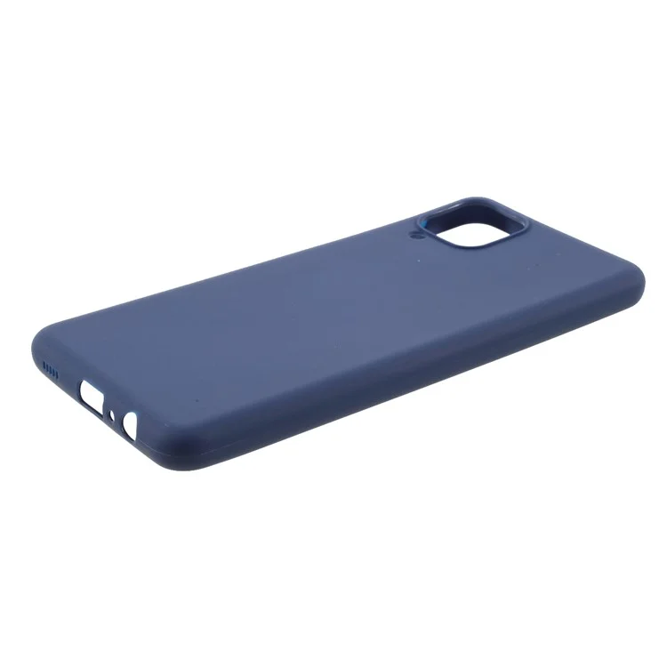 For Samsung Galaxy A12 Thin Matte TPU Phone Case Finish Profile Soft Back Protective Cover - Dark Blue