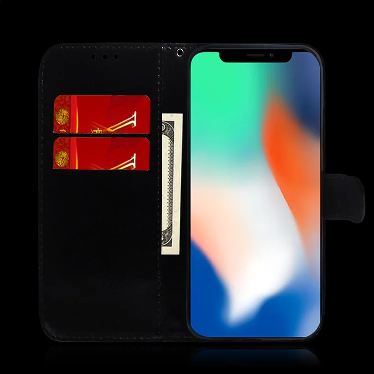 Étui de protection miroir en cuir avec support et dragonne pour Samsung Galaxy S21 Plus 5G - Noir