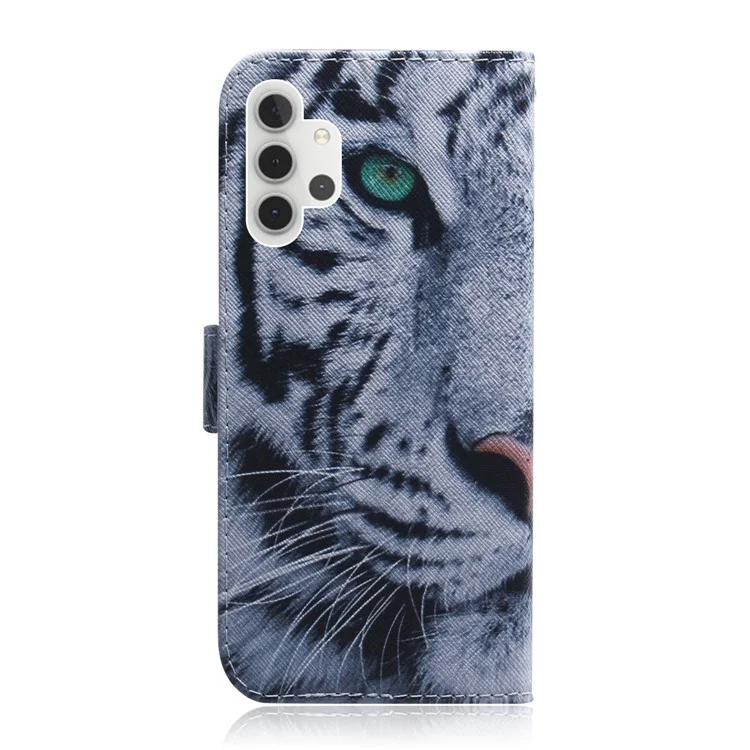 Leder Brieftasche Schutzmuster Druckhülle Für Galaxy A32 5G / M32 5G - Tiger