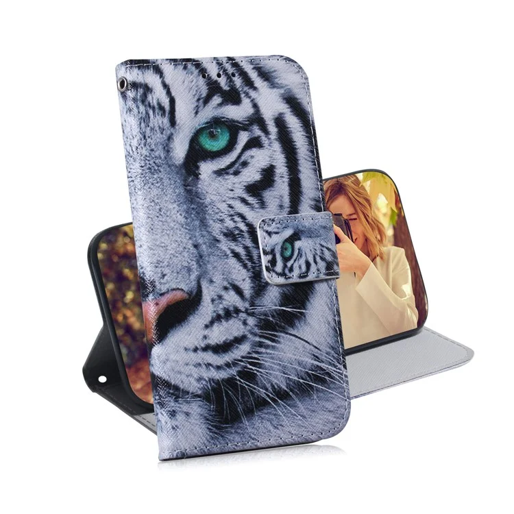 Leder Brieftasche Schutzmuster Druckhülle Für Galaxy A32 5G / M32 5G - Tiger