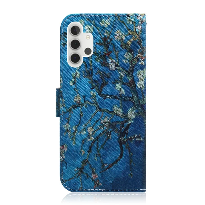 Leather Wallet Protective Pattern Printing Shell Case for Galaxy A32 5G / M32 5G - Flower
