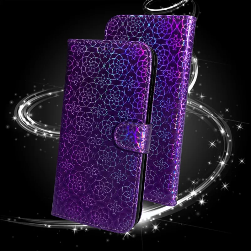 Flower Pattern Leather Stand Wallet Cover Case for Samsung Galaxy A12 - Purple