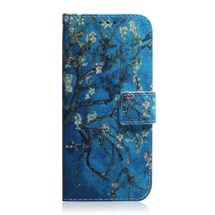 Pattern Printing PU Leather Wallet Stand Cell Phone Casing for Samsung Galaxy A12 - Vivid Flower