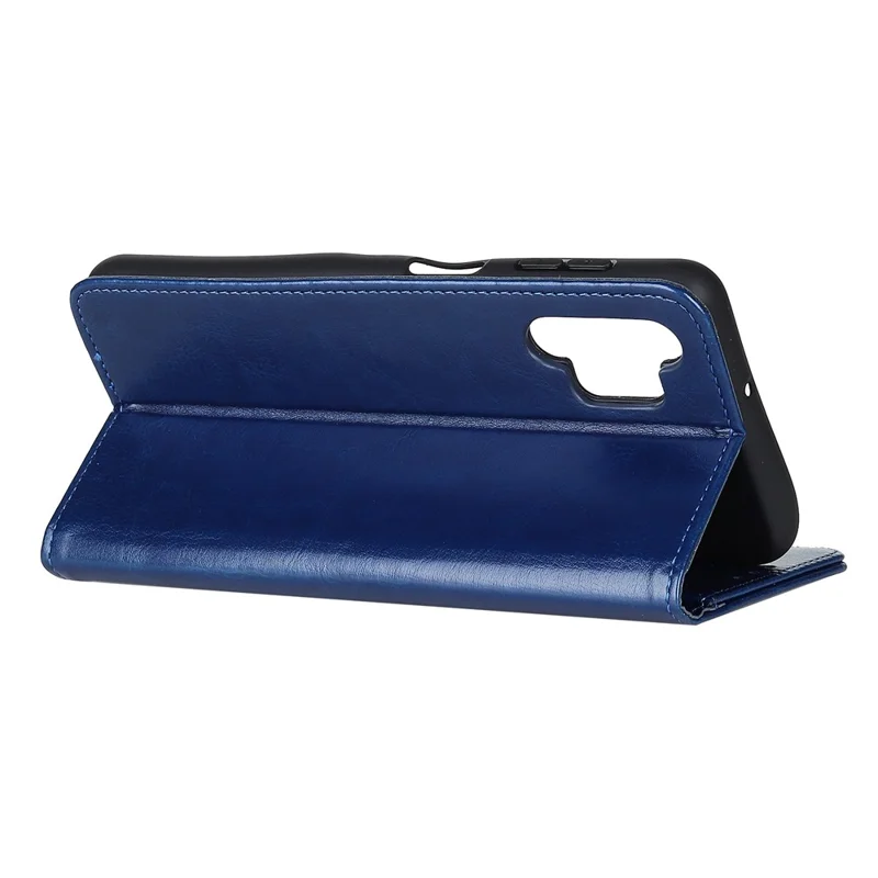 Crazy Horse Wallet Stand Leather Phone Protective Case for Samsung Galaxy A32 5G/M32 5G - Blue
