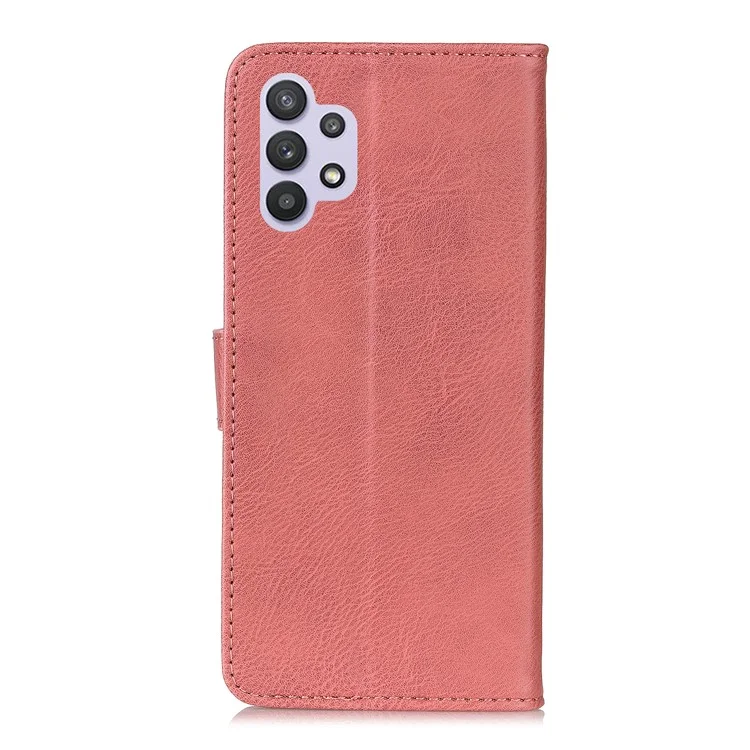 KHAZNEH TPU + PU Leather Wallet Stand Phone Shell for Samsung Galaxy A32 5G / M32 5G - Pink