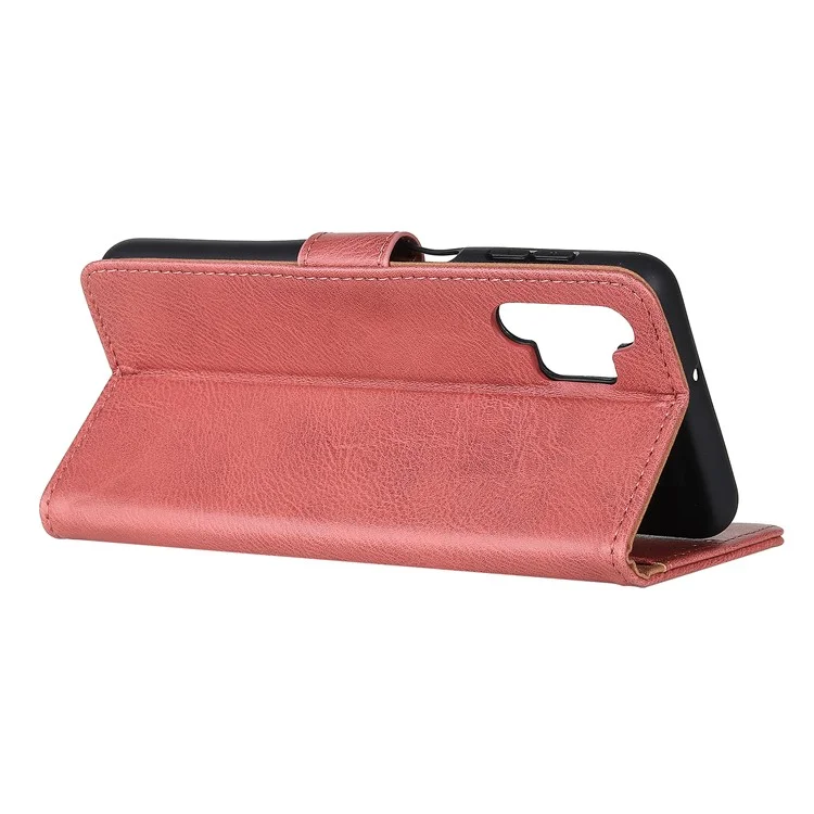 KHAZNEH TPU + PU Leather Wallet Stand Phone Shell per Samsung Galaxy A32 5G / M32 5G - Rosa