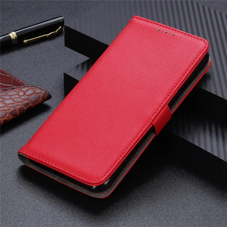 Litchi Skin PU Leder Drop Resistant Wallet Case Protector Protective Shell Für Samsung Galaxy A52 4G/5G / A52s 5g - Rot
