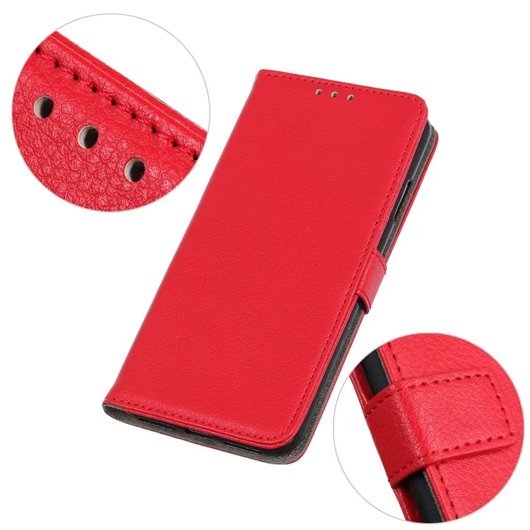 Litchi Skin PU Leder Drop Resistant Wallet Case Protector Protective Shell Für Samsung Galaxy A52 4G/5G / A52s 5g - Rot