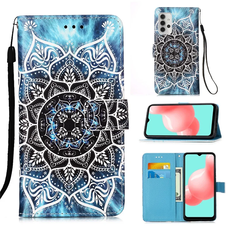 Pattern Printing Textured Wallet Stand Leather Case for Samsung Galaxy A32 5G/M32 5G - Flower Pattern