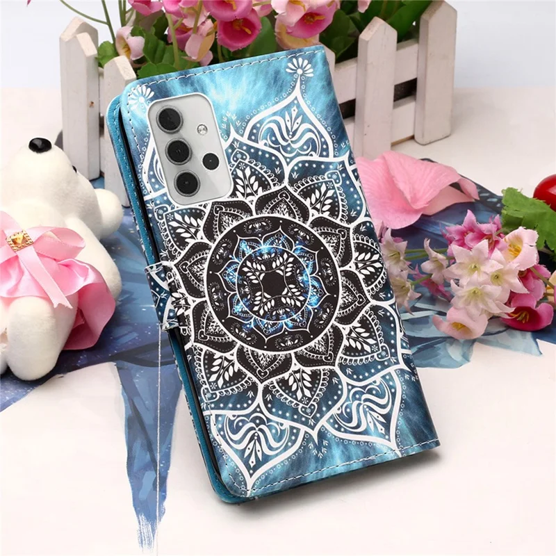 Pattern Printing Textured Wallet Stand Leather Case for Samsung Galaxy A32 5G/M32 5G - Flower Pattern