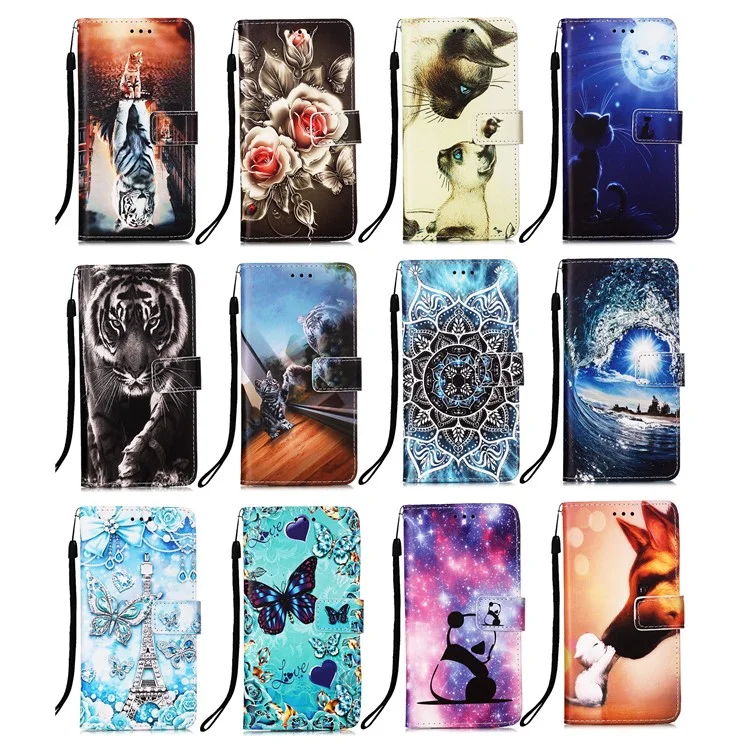 Anti-Drop PU Leather Willet Stand Capacal de la Cubierta Del Teléfono Inteligente Con Impresión de Patrones Para Samsung Galaxy S21 4G/5G - Reflexión
