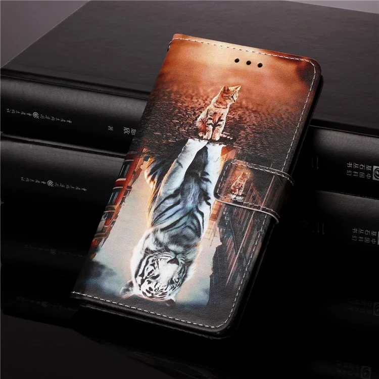 Anti-Drop PU Leather Willet Stand Capacal de la Cubierta Del Teléfono Inteligente Con Impresión de Patrones Para Samsung Galaxy S21 4G/5G - Reflexión