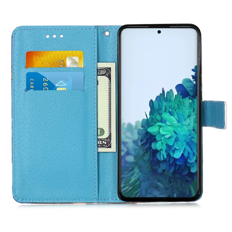 Anti-Drop PU Leather Wallet Stand Case Smartphone Cover Shell with Pattern Printing for Samsung Galaxy S21 4G/5G - Butterfly