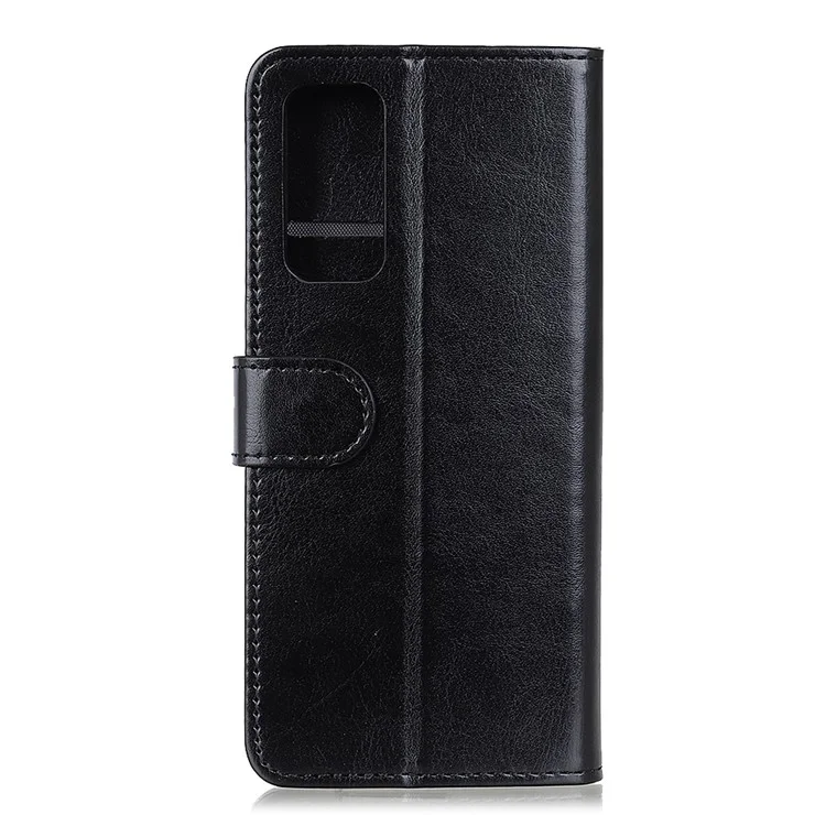Leder Wallet Stand Crazy Horse Textur Handyhülle für Samsung Galaxy A72 4G/5G - Schwarz