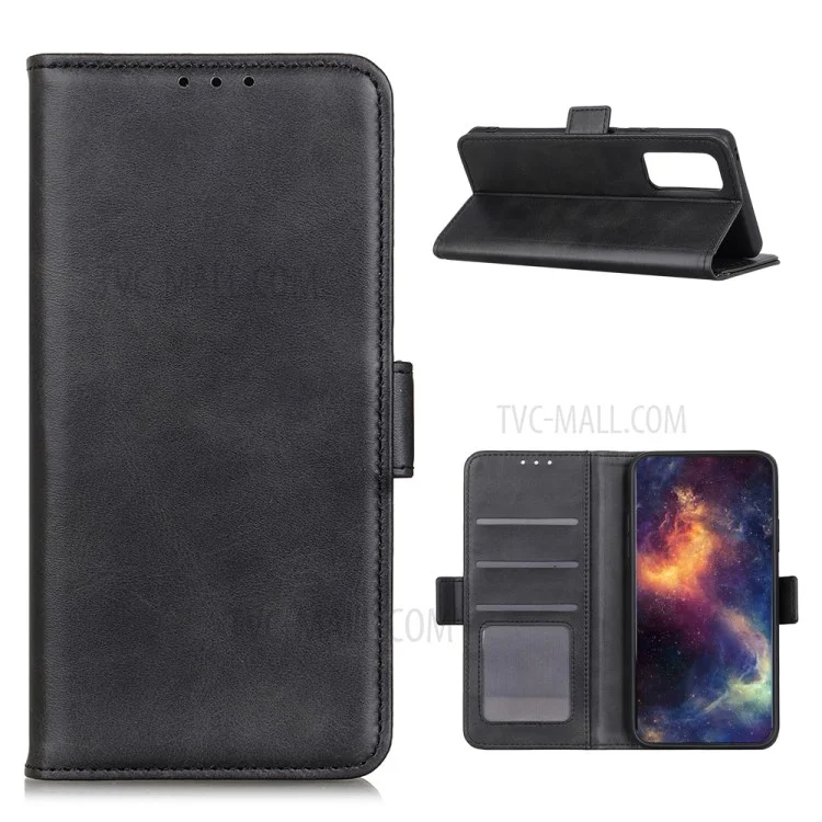 Seitlicher Magnetverschluss-Saugnapfleder-Wallet-Hülle für Samsung Galaxy A72 4G/5G - Schwarz