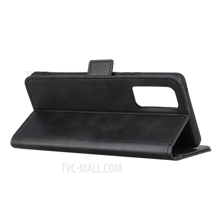 Seitlicher Magnetverschluss-Saugnapfleder-Wallet-Hülle für Samsung Galaxy A72 4G/5G - Schwarz