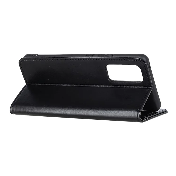 Cubierta de la Caja Del Teléfono de la Billetera de la Billetera de la Billetera Del Caballo Loco Anti-scratch Para Samsung Galaxy A52 4G/5G / A52s 5G - Negro