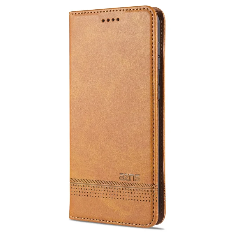 AZNS Auto-absorbed Leather Stand Wallet Case for Samsung Galaxy S21 4G/5G - Brown