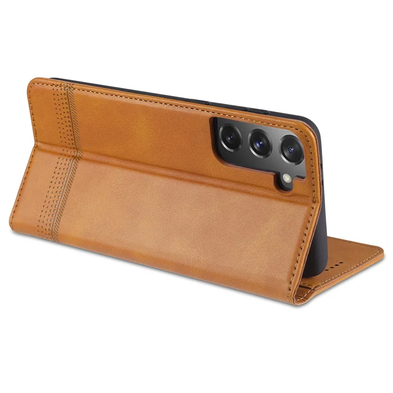 AZNS Auto-absorbed Leather Stand Wallet Case for Samsung Galaxy S21 4G/5G - Brown