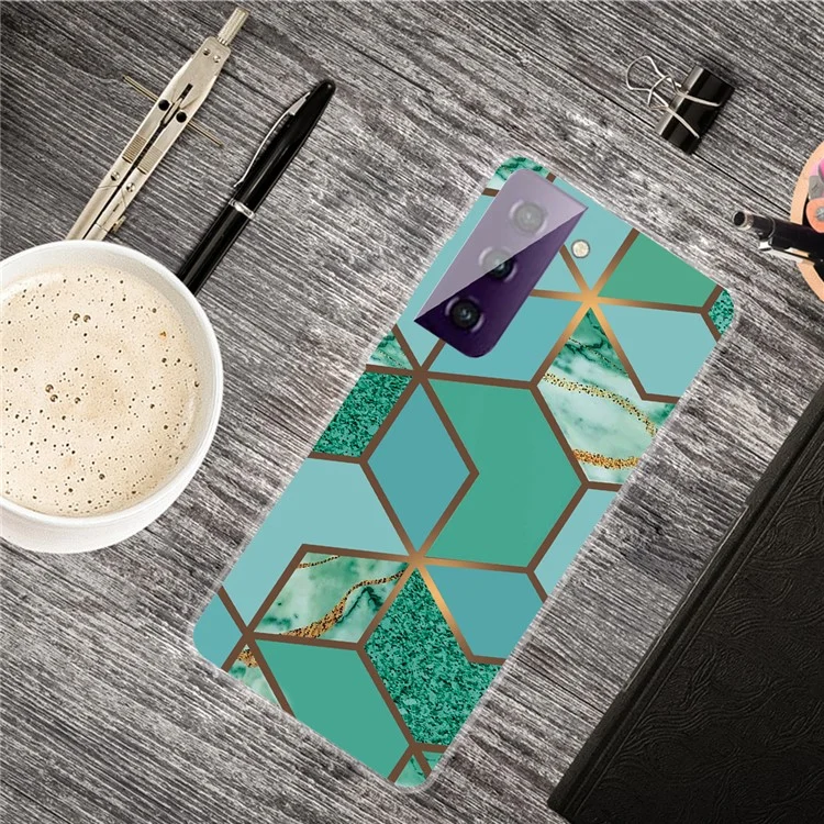 Phone Case for Samsung Galaxy S21 4G/5G Shockproof Protective Cover Marble Pattern Printing TPU Phone Shell - Style A