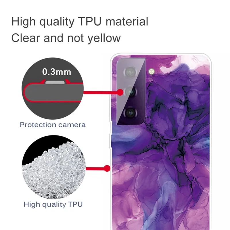 Phone Case for Samsung Galaxy S21 4G/5G Shockproof Protective Cover Marble Pattern Printing TPU Phone Shell - Style I