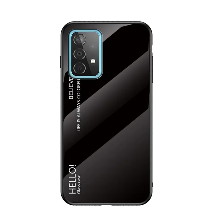 Coque de téléphone cellulaire super fine avec motif dégradé de couleur en TPU + PC + verre pour Samsung Galaxy A52 4G/5G / A52s 5G - Noir