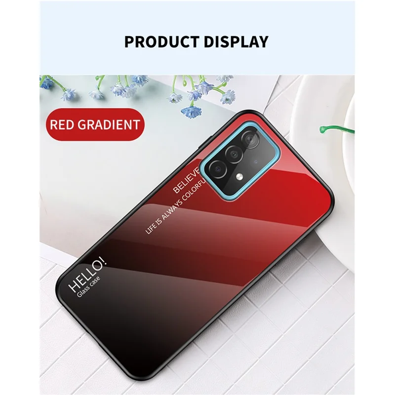 Super cienka obudowa telefonu z gradientem kolorów TPU + PC + szkło, dla Samsung Galaxy A52 4G/5G / A52s 5G - Czerwony/Czarny