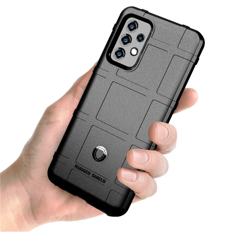 Coque carrée texturée Rugged Shield pour Samsung Galaxy A52 4G/5G / A52s 5G, étui de protection en TPU - Noir
