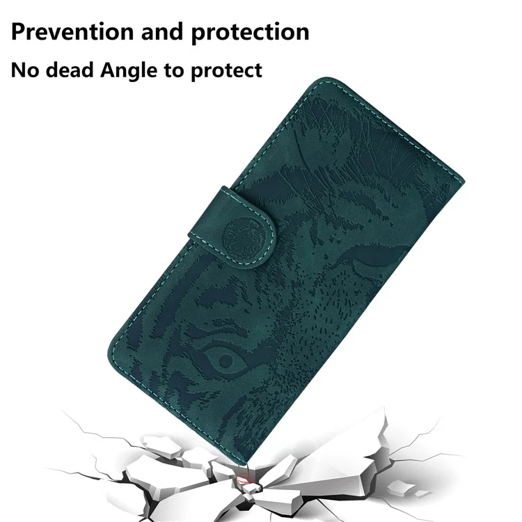 Tiger Face Impronca la Caja Del Teléfono de la Billetera y la Billetera de la Billetera y el Samsung Galaxy S21 4G/5G - Verde