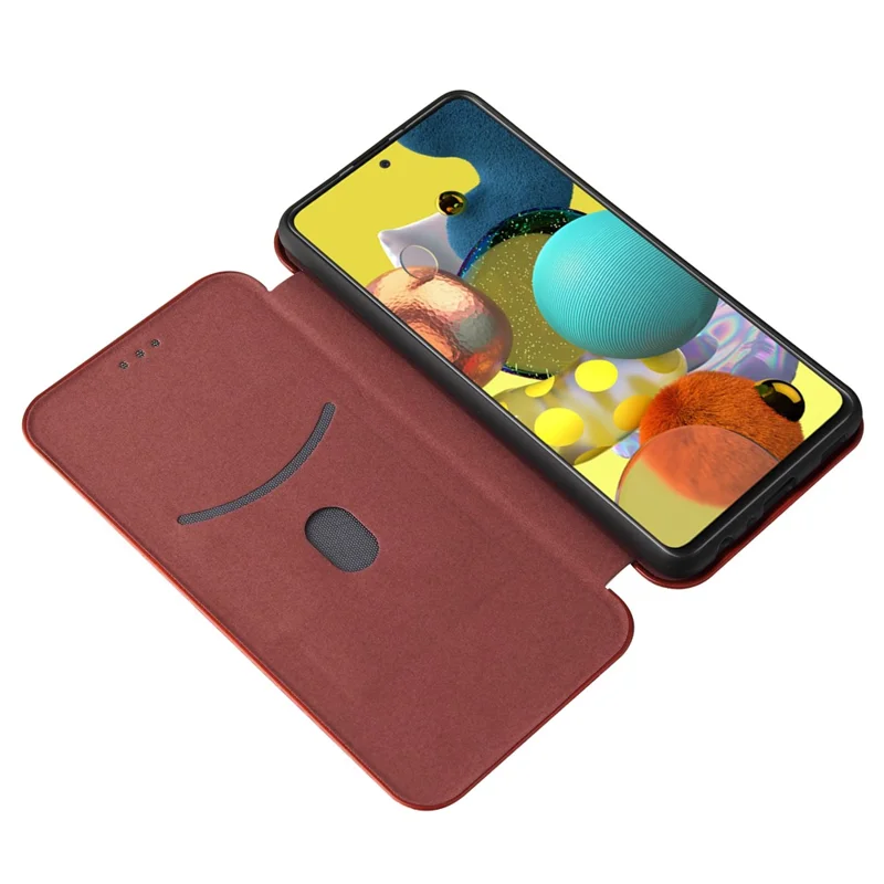 Card Holder Carbon Fiber Leather Auto-absorbed Cover Case for Samsung Galaxy A52 4G/5G / A52s 5G - Orange