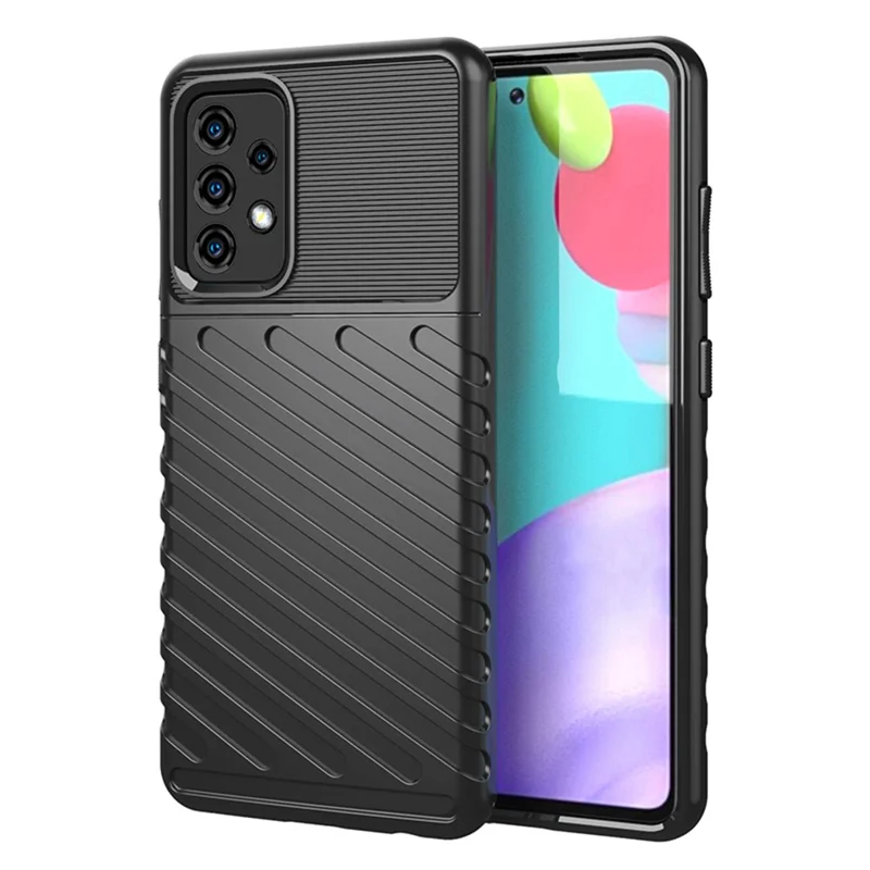 Seria Thunder, miękka obudowa z tworzywa TPU z tkaninową fakturą, wyciszenie uderzeń, do telefonu Samsung Galaxy A52 4G / 5G / A52s 5G - Czarny